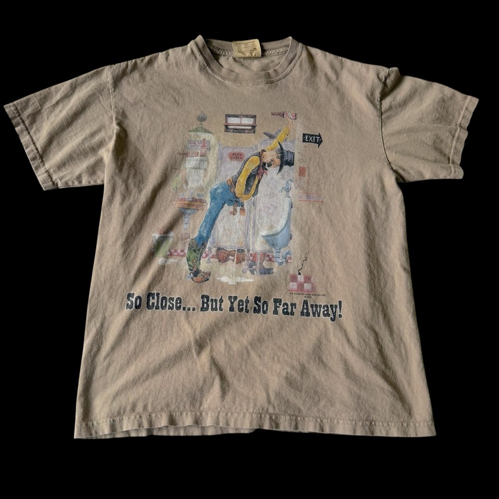 90's The Mountain Mike Scovel Cowboy T-Shirt Tan‎ Medium 2007 Humorous Tee